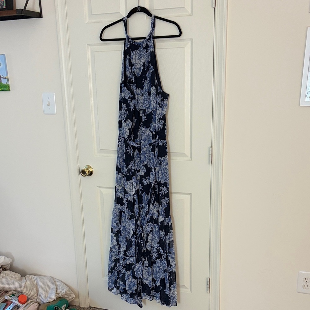 City Chic Navy Maxi Dress with White Floral Print